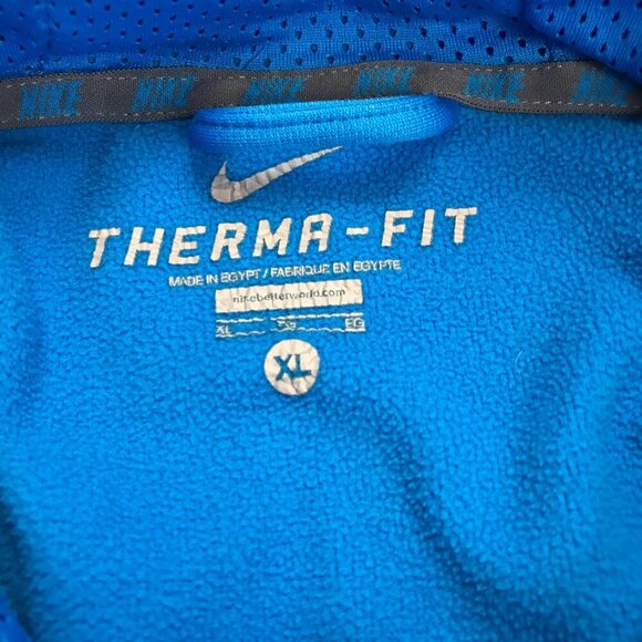 Nike Therma Fit Men XL Blue Gray Logo Long Sleeve Athletic Hoodie Pullover - Picture 7 of 8